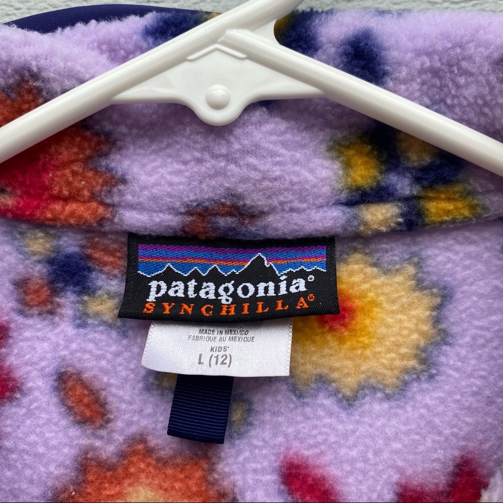 Patagonia Synchilla Kid's Size Large (12) Half Zip Flower Print Pullover Fleece - Picture 2 of 4